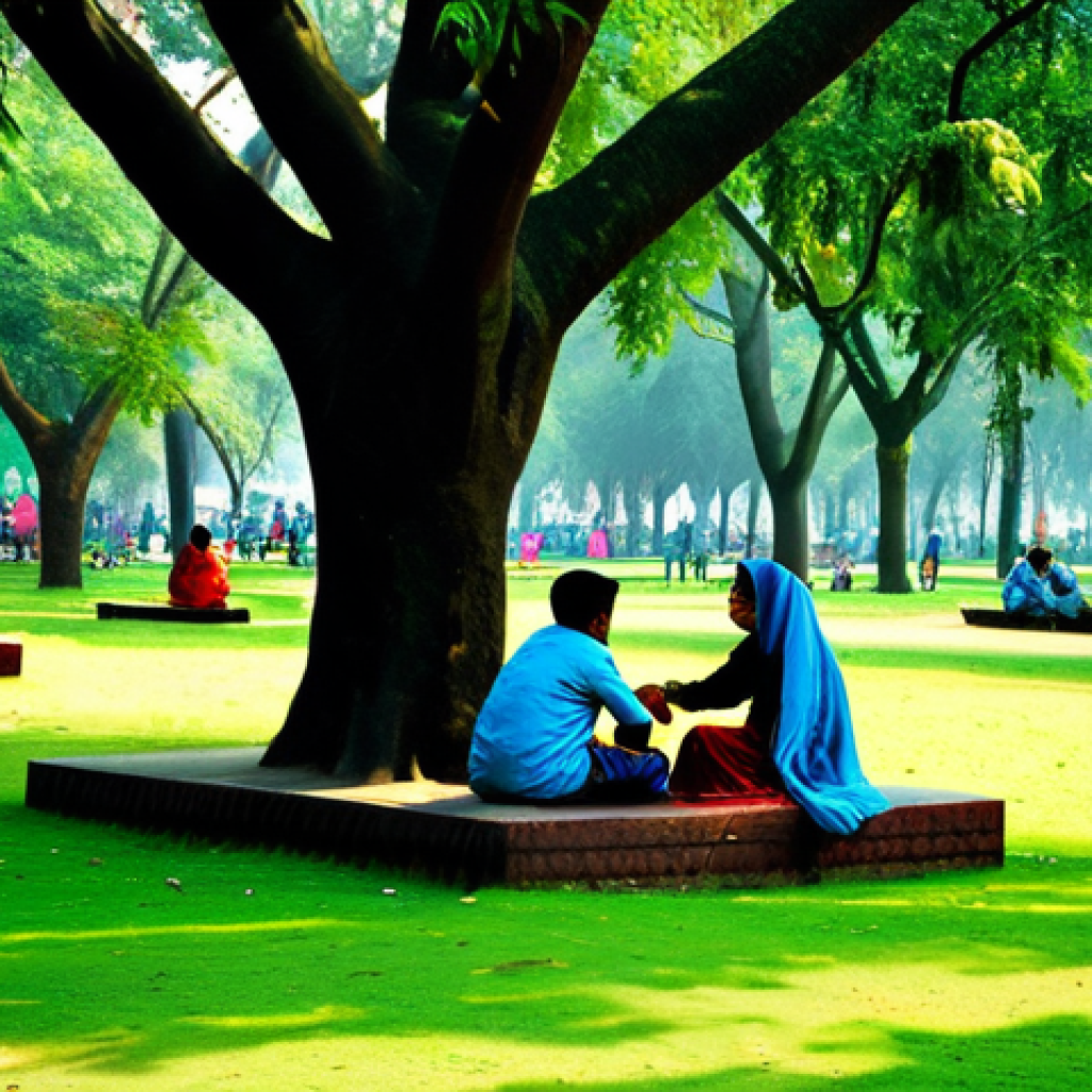 저EMF 환경을 위한 공공 공간 활용 방안 - **

A bustling urban park in Dhaka, Bangladesh, filled with families enjoying a sunny afternoon. Lus...